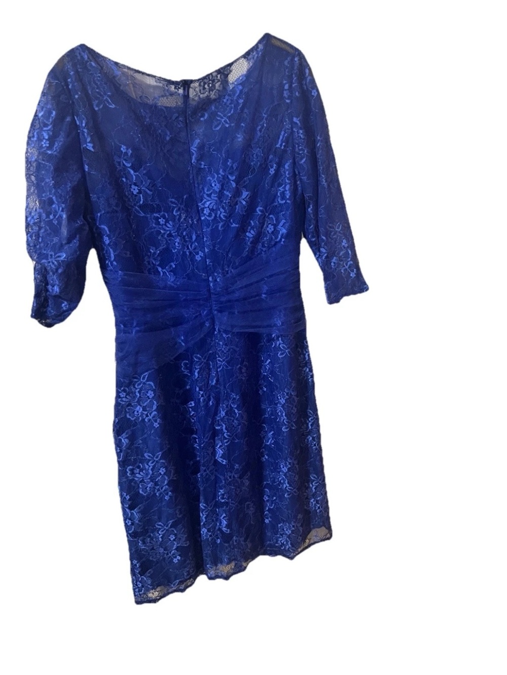 Jade Royal Blue Lace Midi Dress with Sheer Sleeves SZ 10